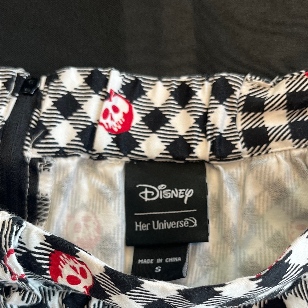 Disney Black and White Checkered Midi Skirt with Red Accents - Picture 3 of 6